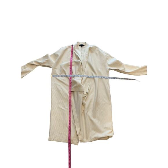 Banana Republic Ribbed Drape Front Long Knit Cardigan Cream Small Soft Cotton - Picture 5 of 7